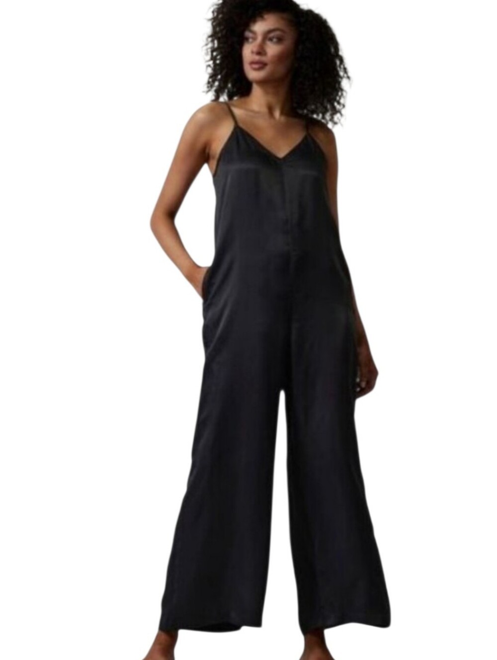 Athleta | Women's Classic Black Rayon Calm Cool Romper Lounge Jumpsuit (Size XL)